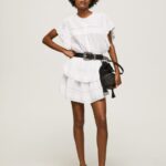 Women White Pepe Jeans Skirt With Lace Details 60J40488