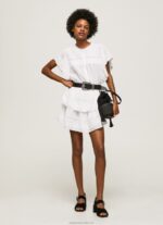 Women White Pepe Jeans Skirt With Lace Details 60J40488