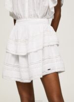 Women White Pepe Jeans Skirt With Lace Details 60J40488 - Image 3