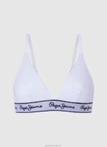 Women White Pepe Jeans Stretchy Cotton Bra 60J40540
