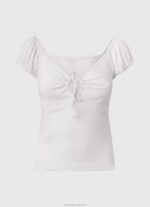 Women White Pepe Jeans Sweetheart Neckline T-Shirt 60J40462 - Image 5