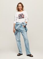 Women White Pepe Jeans Union Jack Cotton Jumper 60J40266 - Image 2