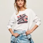 Women White Pepe Jeans Union Jack Cotton Jumper 60J40266
