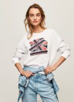 Women White Pepe Jeans Union Jack Cotton Jumper 60J40266
