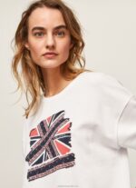 Women White Pepe Jeans Union Jack Cotton Jumper 60J40266 - Image 3