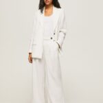 Women White Pepe Jeans Wide Pleated Trousers 60J40288